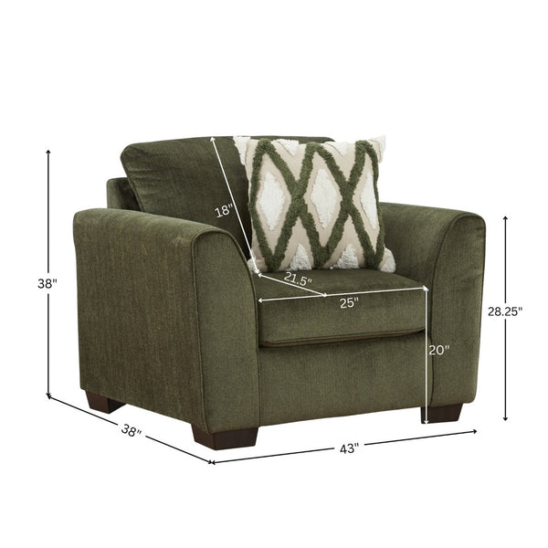 English Elm Marvella Chenille Accent Armchair with Geometric Pillow for Modern Farmhouse Rooms T2574P510103