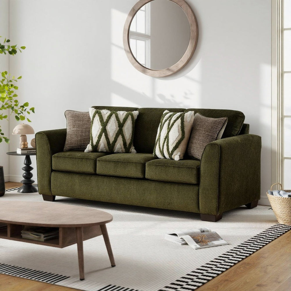 English Elm Marvella Chenille Upholstered Sofa with Deep Seats and Earthy Geometric Pillows T2574P510106