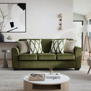 English Elm Marvella Chenille Upholstered Sofa with Deep Seats and Earthy Geometric Pillows T2574P510106