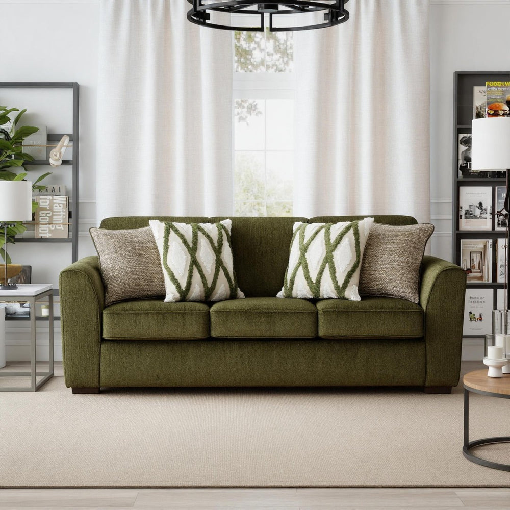 English Elm Marvella Chenille Upholstered Sofa with Deep Seats and Earthy Geometric Pillows T2574P510106