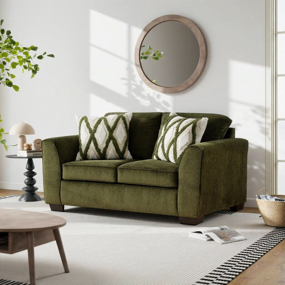 English Elm Marvella Chenille Loveseat with Deep Cushions and Geometric Pillows for Modern Living T2574P510108