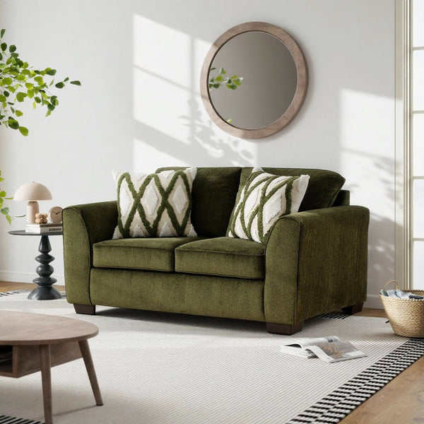 English Elm Marvella Chenille Loveseat with Deep Cushions and Geometric Pillows for Modern Living T2574P510108