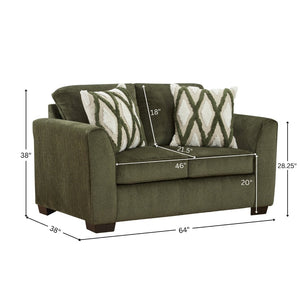 English Elm Marvella Chenille Loveseat with Deep Cushions and Geometric Pillows for Modern Living T2574P510108