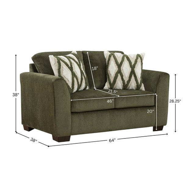 English Elm Marvella Chenille Loveseat with Deep Cushions and Geometric Pillows for Modern Living T2574P510108