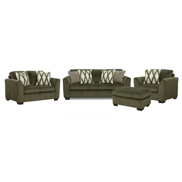English Elm Marvella Four Piece Living Room Set with Chenille Upholstery and Geometric Accent Pillows T2574P510111