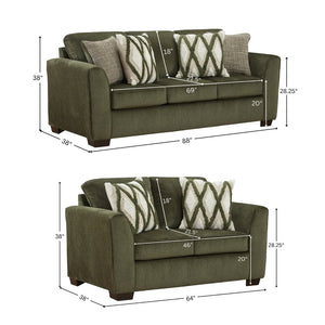 English Elm Marvella Four Piece Living Room Set with Chenille Upholstery and Geometric Accent Pillows T2574P510111