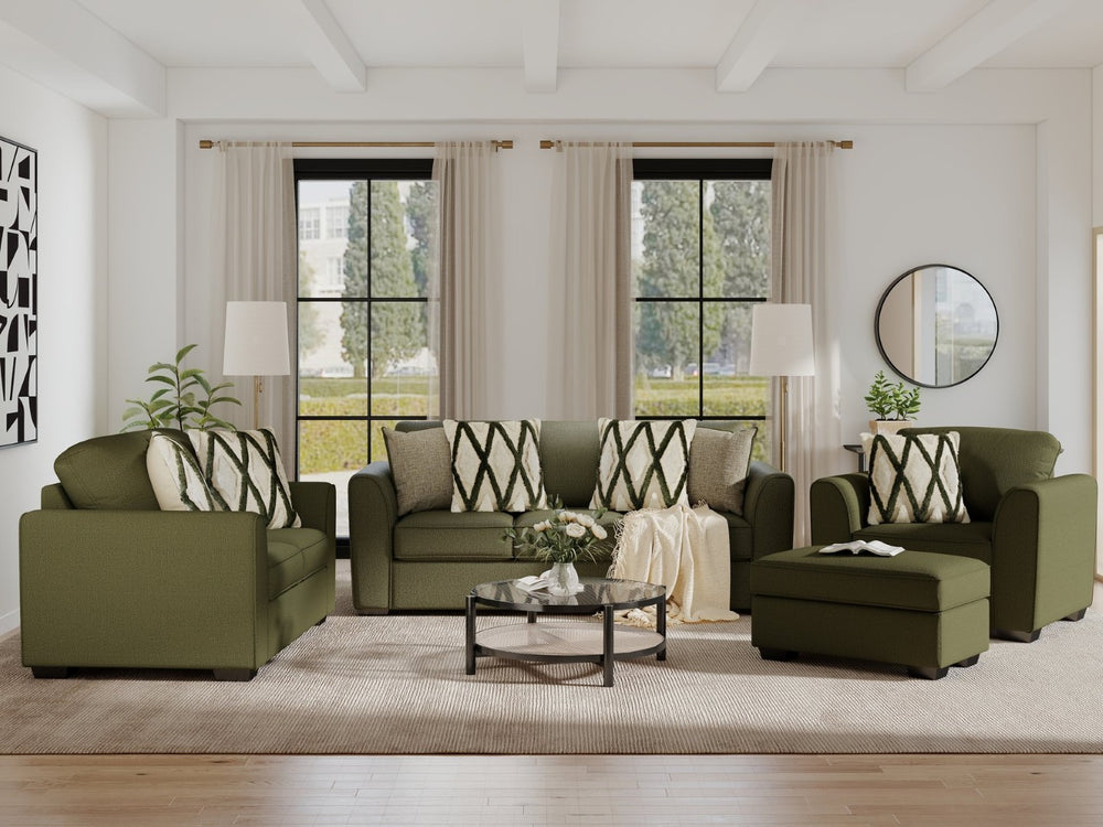 English Elm Marvella Four Piece Living Room Set with Chenille Upholstery and Geometric Accent Pillows T2574P510111