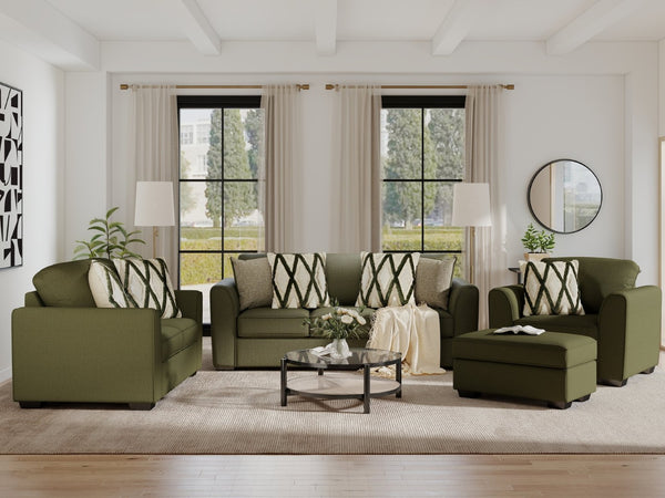 English Elm Marvella Four Piece Living Room Set with Chenille Upholstery and Geometric Accent Pillows T2574P510111