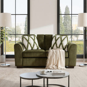 English Elm Marvella Four Piece Living Room Set with Chenille Upholstery and Geometric Accent Pillows T2574P510111
