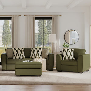 English Elm Marvella Chenille Sofa Chair Ottoman Set Plush Green Upholstery Living Room T2574P510112