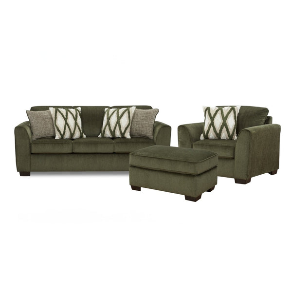 English Elm Marvella Chenille Sofa Chair Ottoman Set Plush Green Upholstery Living Room T2574P510112