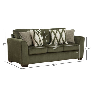 English Elm Marvella Chenille Sofa Chair Ottoman Set Plush Green Upholstery Living Room T2574P510112