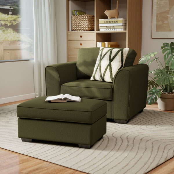 English Elm Marvella Chenille Sofa Chair Ottoman Set Plush Green Upholstery Living Room T2574P510112