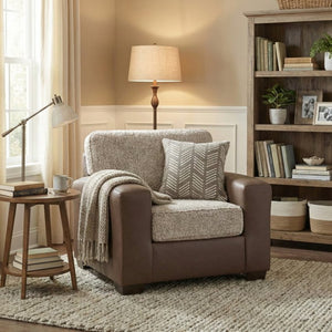 English Elm Marvella Faux Leather Shearling Accent Chair for Farmhouse Living Rooms T2574P510113