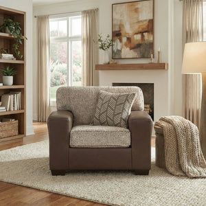 English Elm Marvella Faux Leather Shearling Accent Chair for Farmhouse Living Rooms T2574P510113