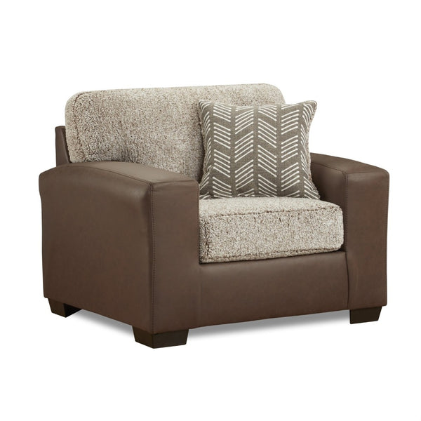 English Elm Marvella Faux Leather Shearling Accent Chair for Farmhouse Living Rooms T2574P510113