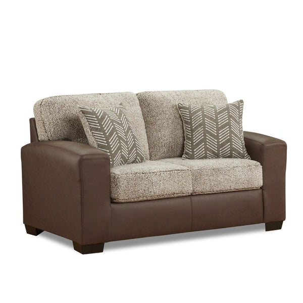 English Elm Marvella Faux Leather Loveseat with Shearling Cushions for Cozy Apartment Living T2574P510114