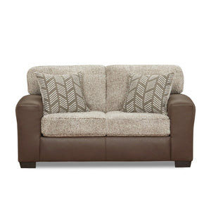 English Elm Marvella Faux Leather Loveseat with Shearling Cushions for Cozy Apartment Living T2574P510114