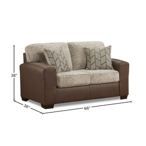 English Elm Marvella Faux Leather Loveseat with Shearling Cushions for Cozy Apartment Living T2574P510114