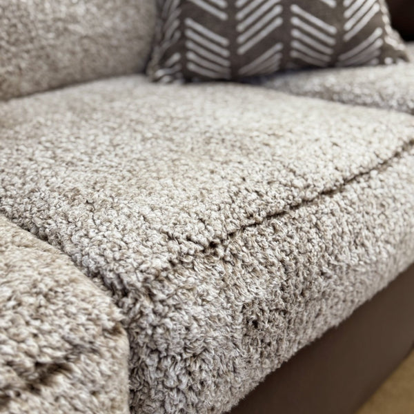 English Elm Marvella Faux Leather Loveseat with Shearling Cushions for Cozy Apartment Living T2574P510114