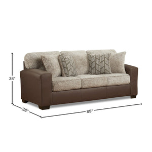 English Elm Marvella Faux Leather Sofa with Shearling Cushions and Herringbone Accent Pillows T2574P510115