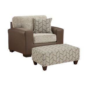 English Elm Marvella Faux Leather Chair and Ottoman Set with Sherpa Cushion for Living Rooms T2574P510116