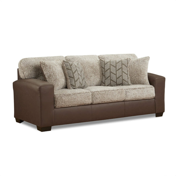 English Elm Marvella Faux Leather Sofa and Loveseat Set with Plush Sherpa Cushions for Living Room T2574P510117