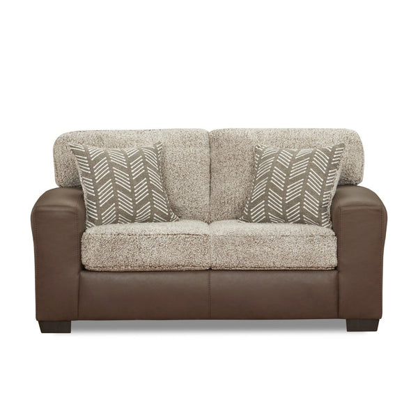 English Elm Marvella Faux Leather Sofa and Loveseat Set with Plush Sherpa Cushions for Living Room T2574P510117