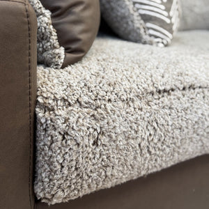 English Elm Marvella Faux Leather Sofa and Loveseat Set with Plush Sherpa Cushions for Living Room T2574P510117