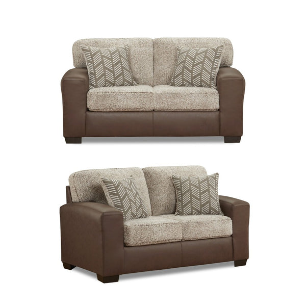 English Elm Marvella Faux Leather and Sherpa 3 Piece Sofa Set with Ottoman for Farmhouse Living T2574P510118