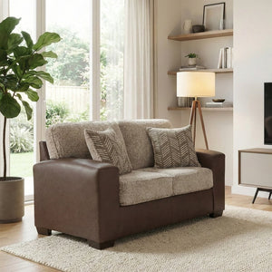 English Elm Marvella Four Piece Living Room Set Faux Leather Sherpa Sofa Loveseat Chair Ottoman T2574P510119