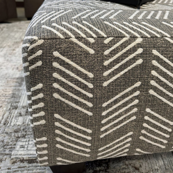 English Elm Marvella Woven Fabric Ottoman Solid Hardwood Frame Neutral Herringbone Living Room T2574P510847