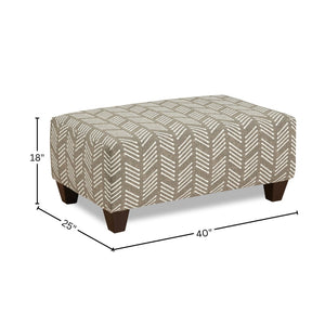 English Elm Marvella Woven Fabric Ottoman Solid Hardwood Frame Neutral Herringbone Living Room T2574P510847