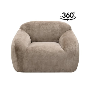 English Elm Adell Faux Fur Swivel Cuddle Chair Plush Upholstered Accent Seat for Living Rooms Tan T2574P510848