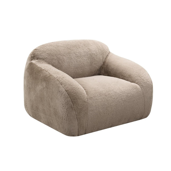 English Elm Adell Faux Fur Swivel Cuddle Chair Plush Upholstered Accent Seat for Living Rooms Tan T2574P510848