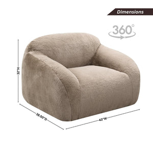 English Elm Adell Faux Fur Swivel Cuddle Chair Plush Upholstered Accent Seat for Living Rooms Tan T2574P510848