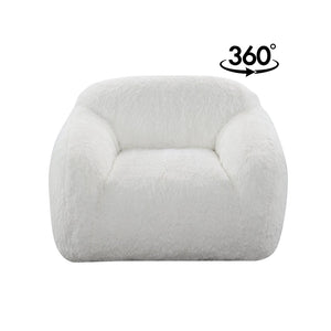 English Elm Adell Faux Fur Swivel Cuddle Chair Plush Upholstered Accent Seat for Living Rooms White T2574P510849