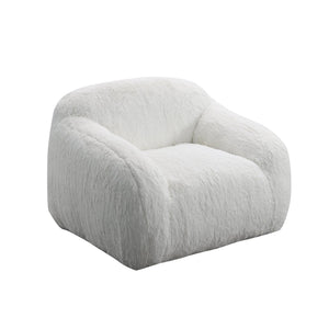 English Elm Adell Faux Fur Swivel Cuddle Chair Plush Upholstered Accent Seat for Living Rooms White T2574P510849