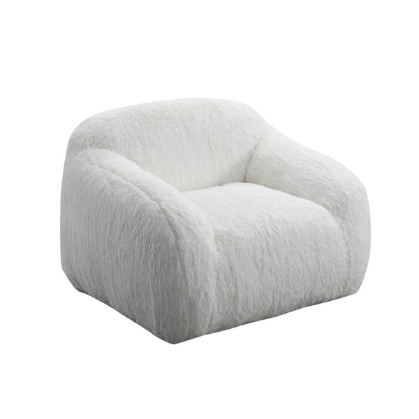 English Elm Adell Faux Fur Swivel Cuddle Chair Plush Upholstered Accent Seat for Living Rooms White T2574P510849
