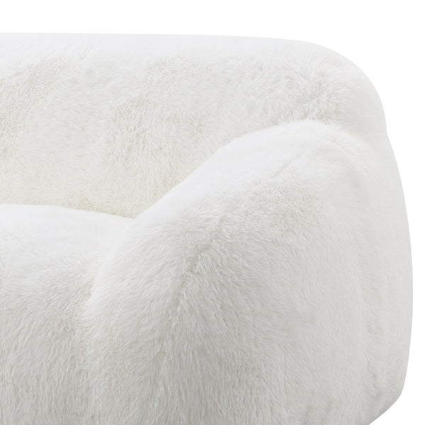 English Elm Adell Faux Fur Swivel Cuddle Chair Plush Upholstered Accent Seat for Living Rooms White T2574P510849