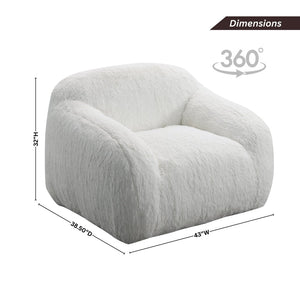 English Elm Adell Faux Fur Swivel Cuddle Chair Plush Upholstered Accent Seat for Living Rooms White T2574P510849