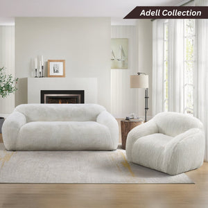 English Elm Adell Faux Fur Swivel Cuddle Chair Plush Upholstered Accent Seat for Living Rooms White T2574P510849
