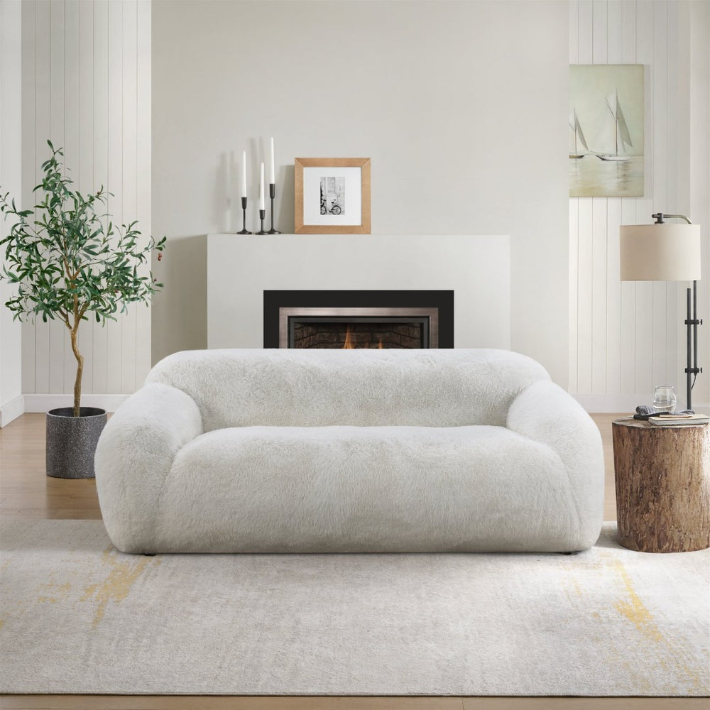 English Elm Adell Ultra Soft Faux Fur Sofa with High Density Foam Seating for Modern Living Rooms T2574P510850
