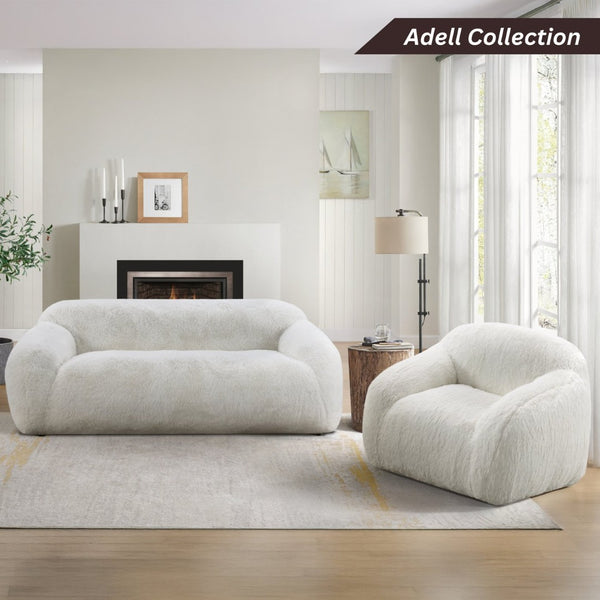 English Elm Adell Ultra Soft Faux Fur Sofa with High Density Foam Seating for Modern Living Rooms T2574P510850
