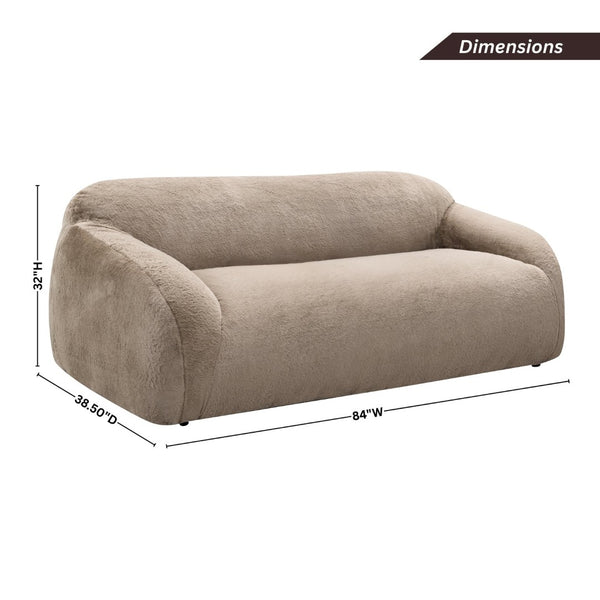 English Elm Adell Faux Fur Sofa with Plush Polar Texture Deep Seat for Modern Living Rooms T2574P510851