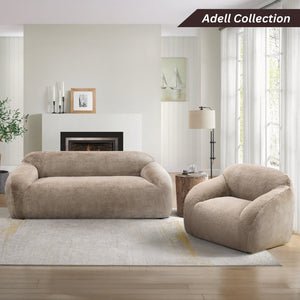 English Elm Adell Faux Fur Sofa with Plush Polar Texture Deep Seat for Modern Living Rooms T2574P510851