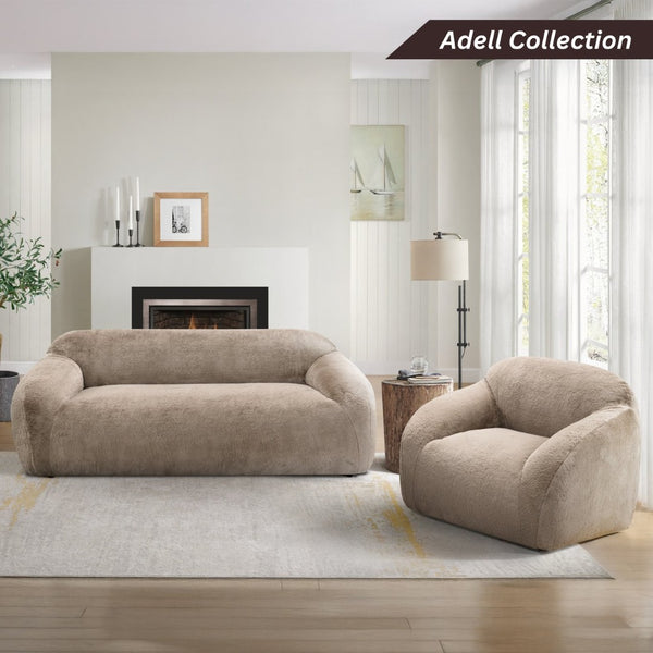 English Elm Adell Faux Fur Sofa with Plush Polar Texture Deep Seat for Modern Living Rooms T2574P510851