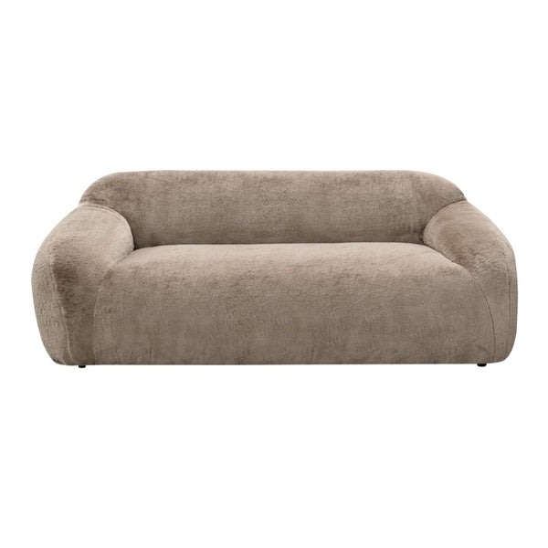 English Elm Adell Faux Fur Sofa and Swivel Cuddle Chair Set Plush Sculptural Living Room Duo Tan T2574P510852
