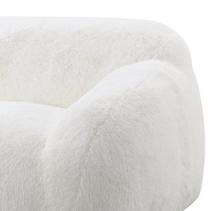 English Elm Adell Faux Fur Sofa and Swivel Cuddle Chair Set Plush Sculptural Living Room Duo White T2574P510853