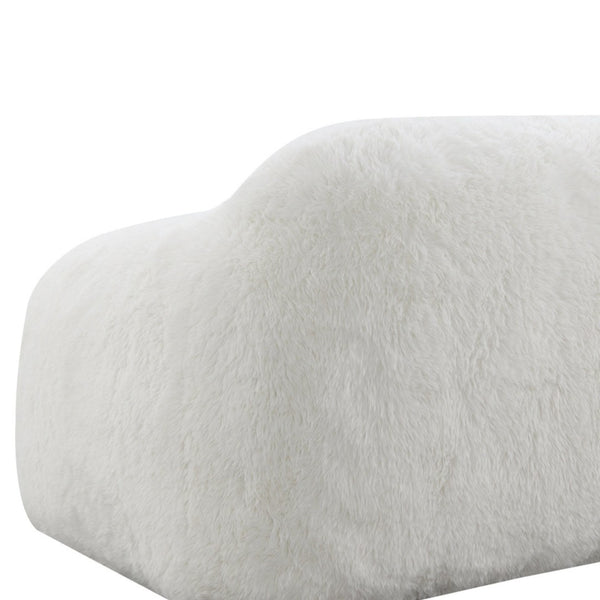 English Elm Adell Faux Fur Sofa and Swivel Cuddle Chair Set Plush Sculptural Living Room Duo White T2574P510853